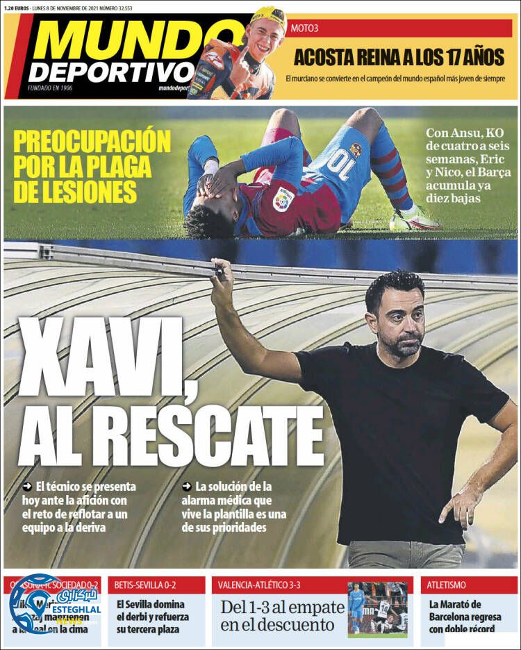 روزنامه ورزشی موندو دپورتیوو دوشنبه 17 آبان 1400
