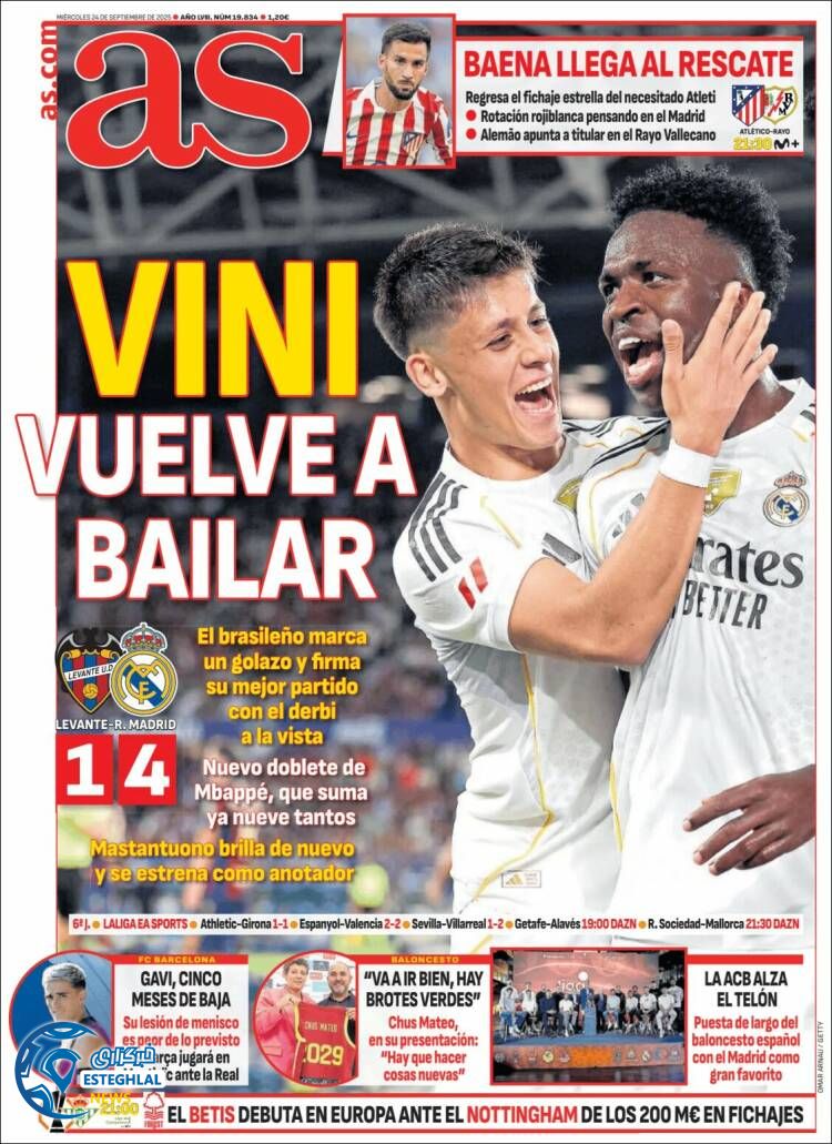 روزنامه ورزشی آ اس  چهارشنبه 2 مهر 1404 