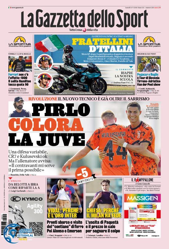 روزنامه ورزشی گاتزتا دلو اسپورت دوشنبه 24 شهریور 1399