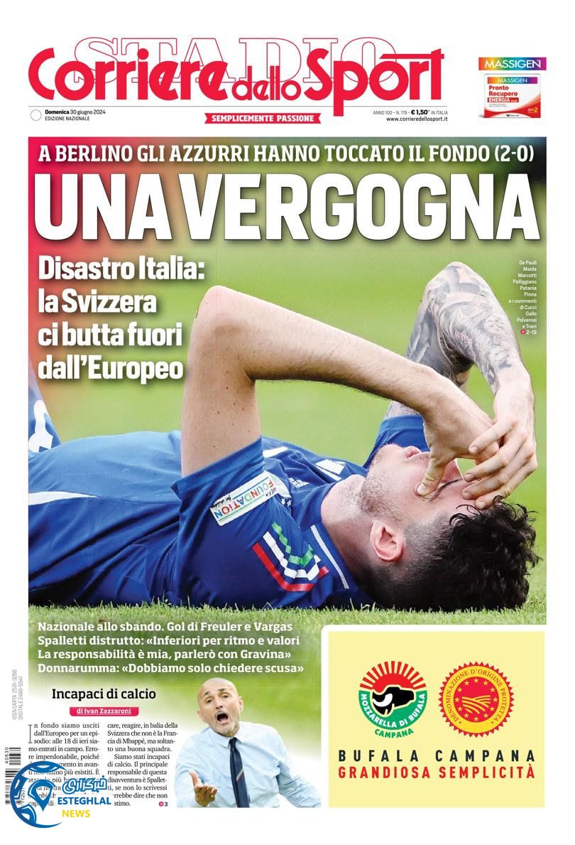 روزنامه  ورزشی کوریره دلو اسپورت یکشنبه 10 تیر 1403 