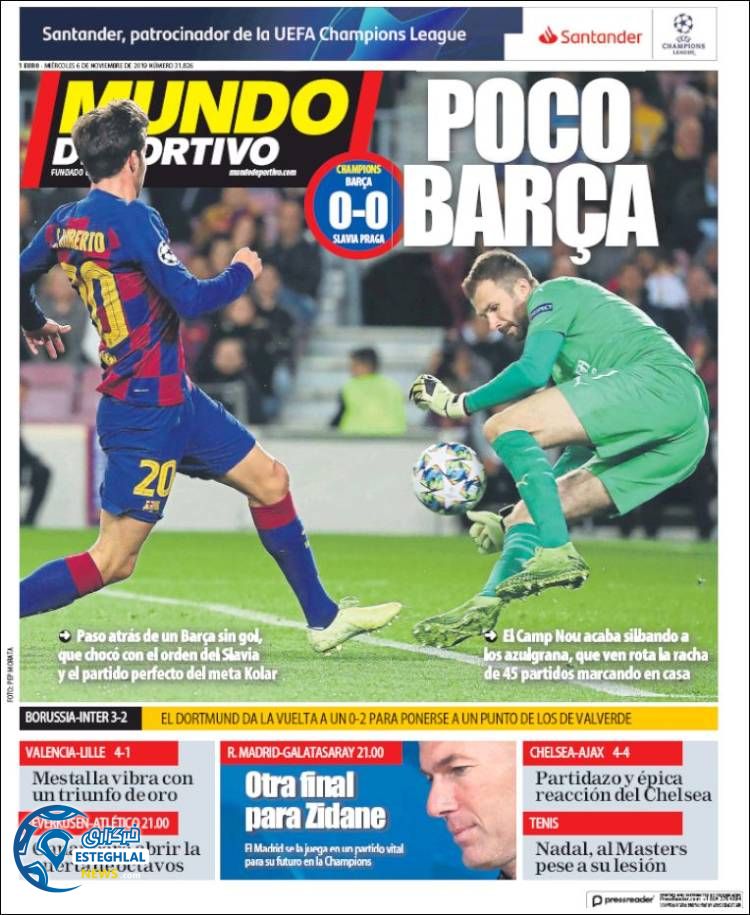 روزنامه ورزشی موندو دپورتیوو چهارشنبه 15 آبان 1398