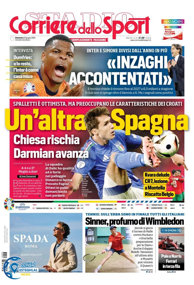 روزنامه ورزشی کوریره دلو اسپورت یکشنبه 3 تیر 1403 