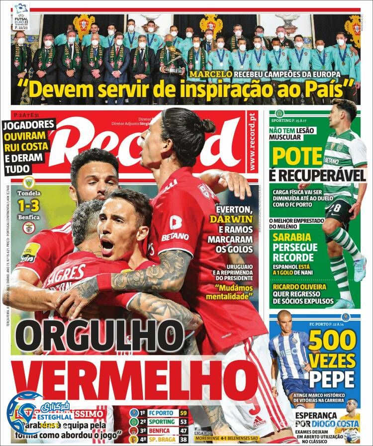 روزنامه ورزشی رکورد سه شنبه 19 بهمن 1400