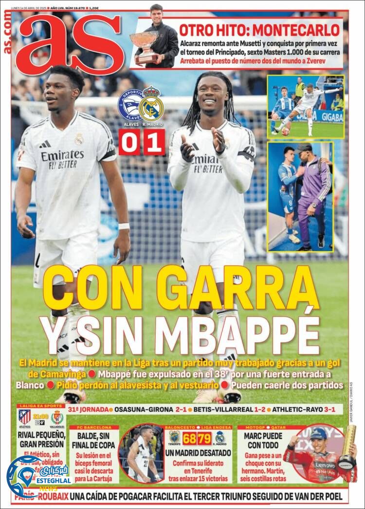 روزنامه ورزشی آ اس دوشنبه 25 فروردین 1404 