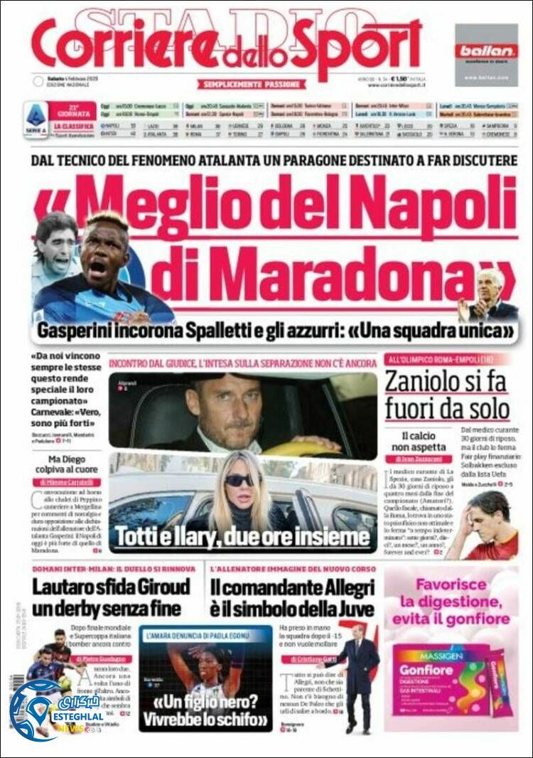 روزنامه ورزشی کوریره دلو اسپورت شنبه 15 بهمن 1401 