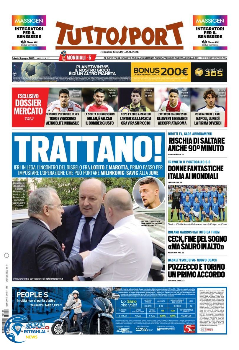 روزنامه توتو اسپورت شنبه 19 خرداد 1397