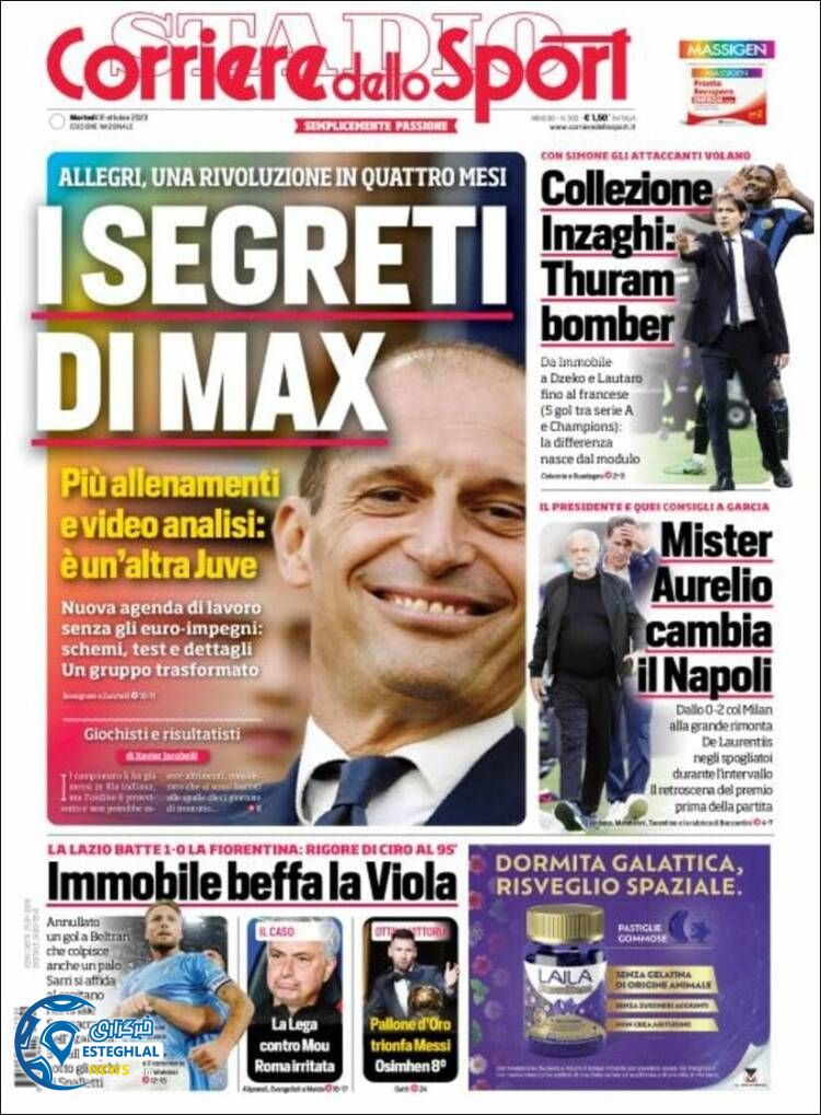 روزنامه ورزشی کوریره دلو اسپورت سه شنبه 9 آبان 1402 