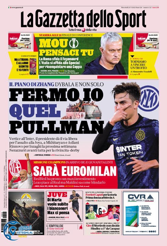 روزنامه ورزشی گاتزتا دلو اسپورت چهارشنبه 4 خرداد 1401