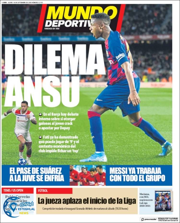 روزنامه ورزشی موندو دپورتیوو پنجشنبه 20 شهریور 1399