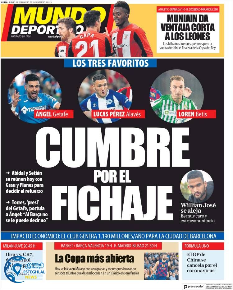 روزنامه ورزشی موندو دپورتیوو پنجشنبه 24 بهمن 1398