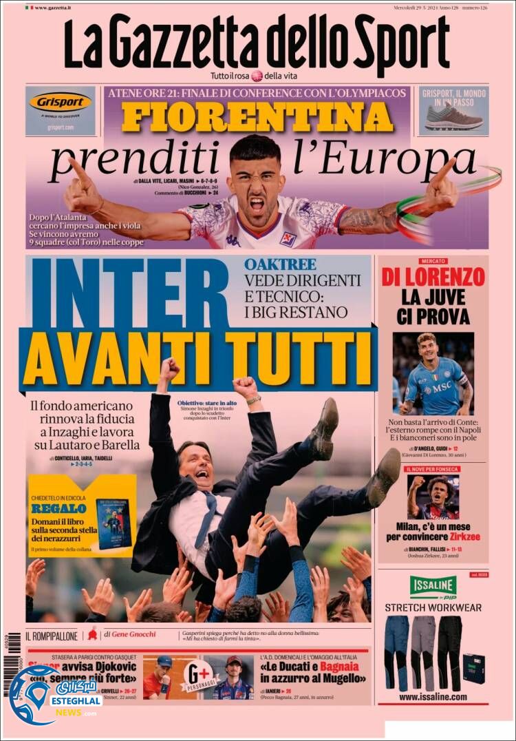 روزنامه ورزشی گاتزتا دلو اسپورت چهارشنبه 9 خرداد 1403 