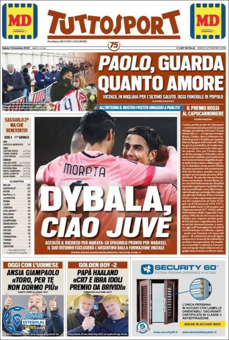 روزنامه ورزشی توتو اسپورت شنبه 22 آذر 1399