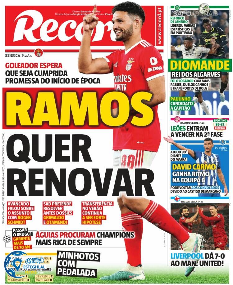 روزنامه ورزشی رکورد دوشنبه 15 اسفند 1401 