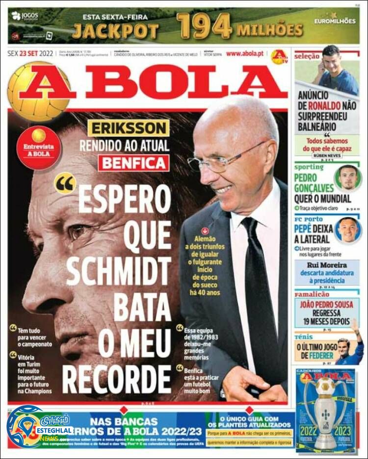 روزنامه ورزشی آبولا جمعه 1 مهر 1401