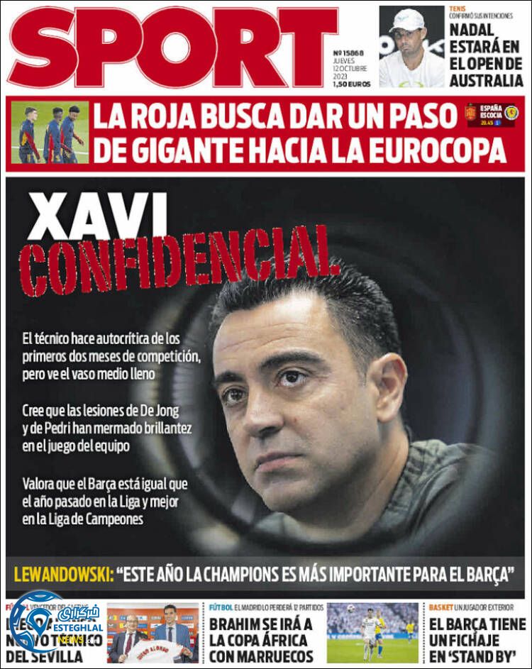 روزنامه ورزشی اسپوزت پنجشنبه 20 مهر 1402 