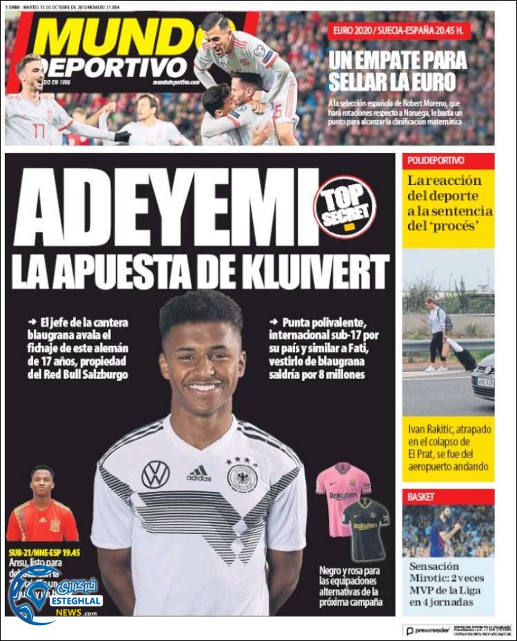 روزنامه ورزشی موندو دپورتیوو سه شنبه 23 مهر 1398