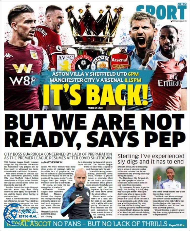 روزنامه ورزشی مترو اسپورت چهارشنبه 28 خرداد 1399