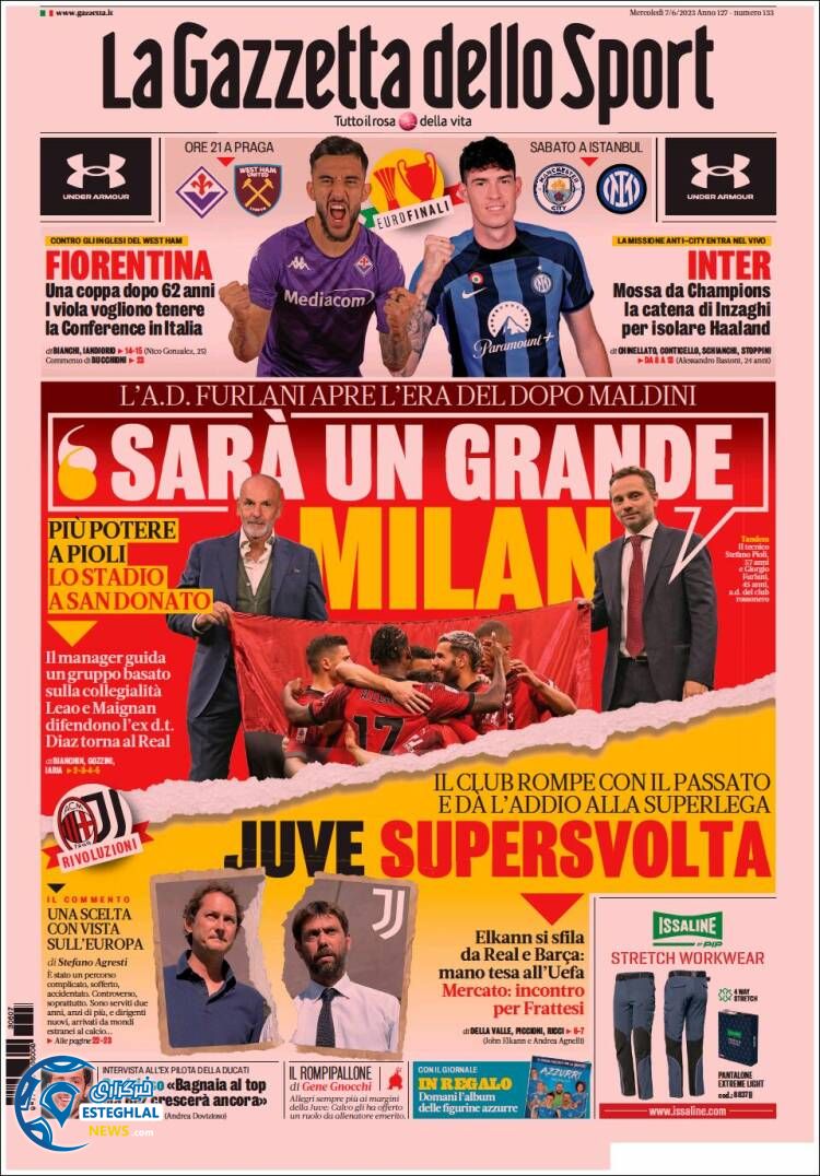 روزنامه ورزشی گاتزتا دلو اسپورت چهارشنبه 17 خرداد 1402 