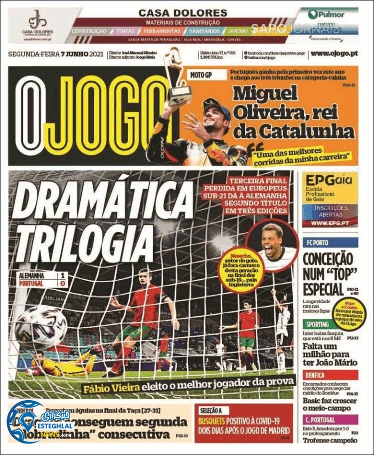 روزنامه ورزشی اوجوگو دوشنبه 17 خرداد 1400