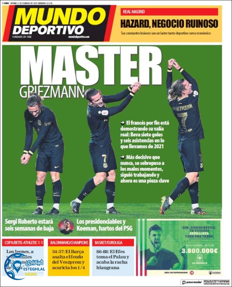 روزنامه ورزشی موندو دپورتیوو جمعه 17 بهمن 1399