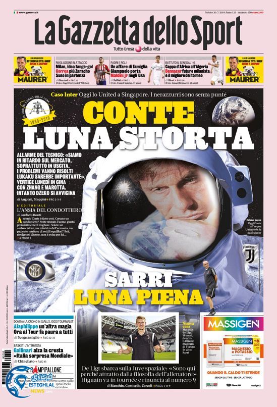 روزنامه  ورزشی گاتزتا دلو اسپورت شنبه 29 تیر 1398