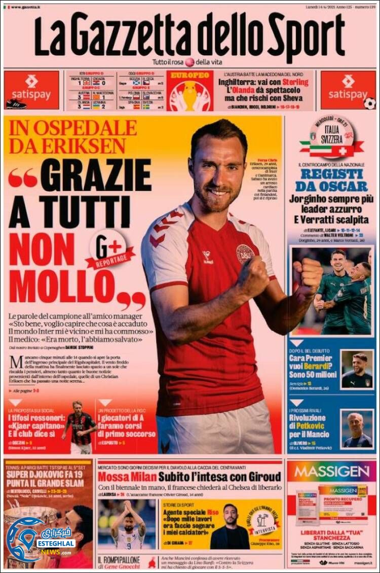 روزنامه ورزشی گاتزتا دلو اسپورت دوشنبه 24 خرداد 1400