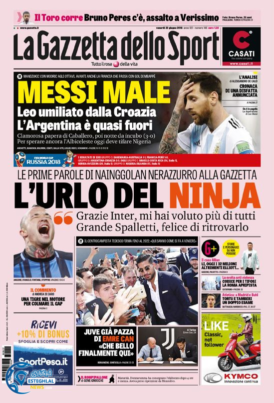 روزنامه ورزشی گاتزتا دلو اسپورت جمعه 1 تیر 1397