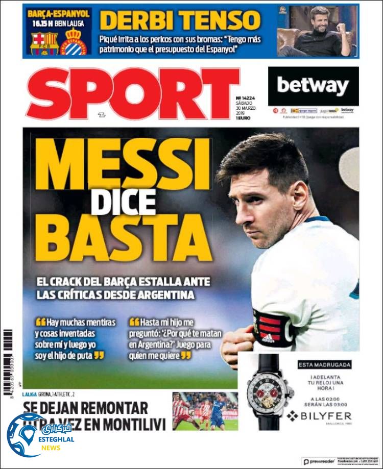 روزنامه ورزشی اسپورت شنبه 10 فروردین 1398