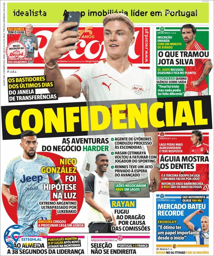 روزنامه ورزشی رکورد چهارشنبه 12 شهریور 1404  