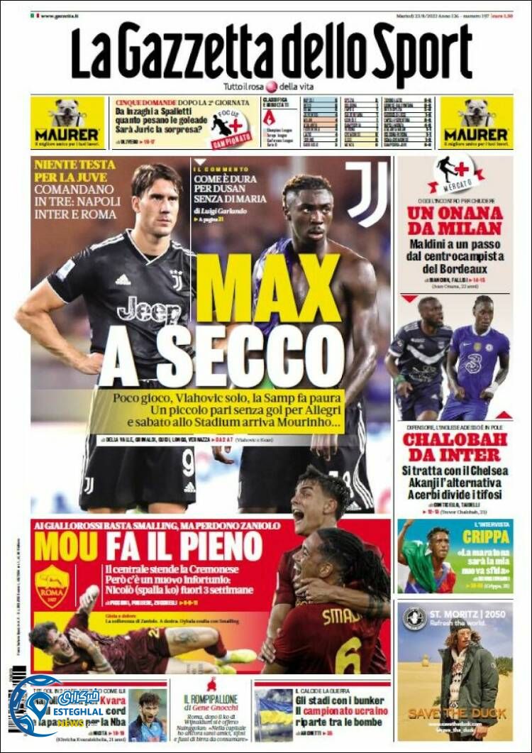 روزنامه ورزشی گاتزتا دلو اسپورت سه شنبه 1 شهریور 1401 