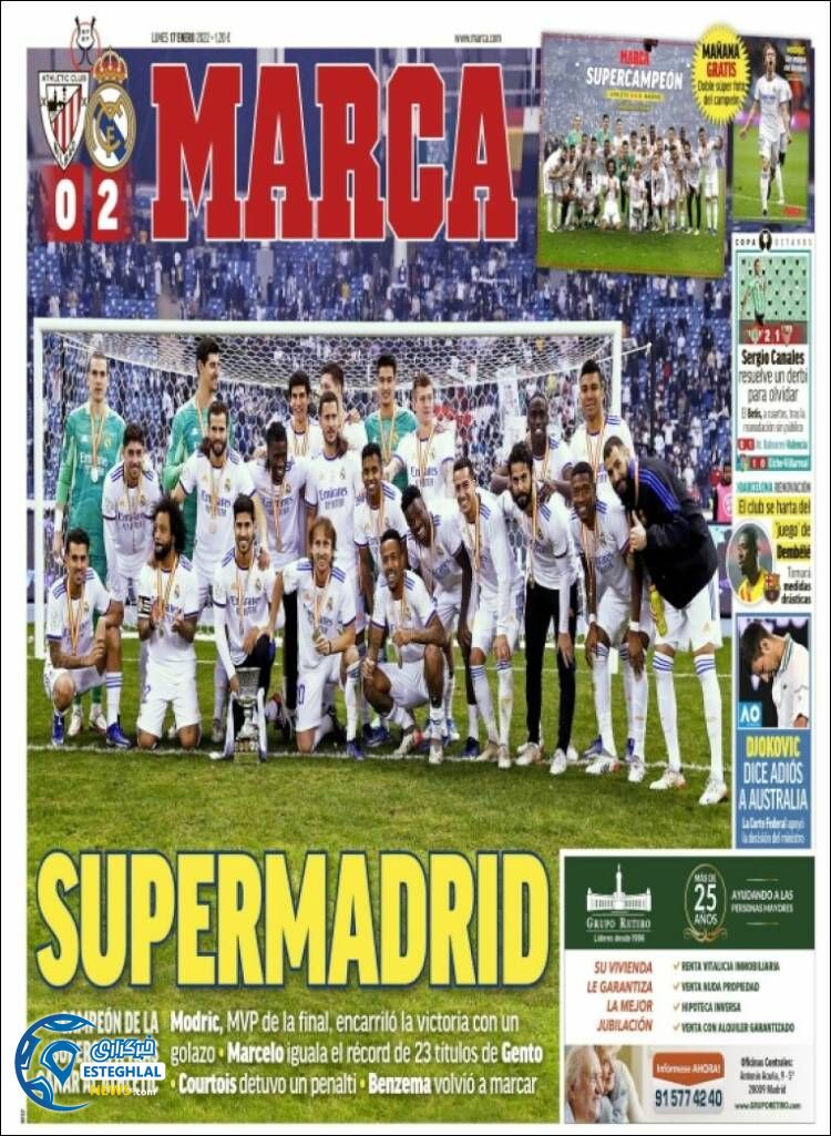 روزنامه ورزشی مارکا دوشنبه 27 دی 1400