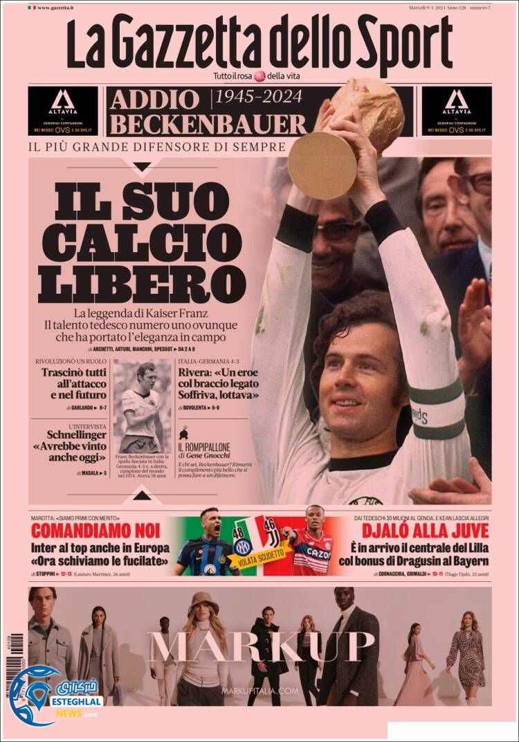 روزنامه  ورزشی گاتزتا دلو اسپورت سه شنبه 19 دی 1402 