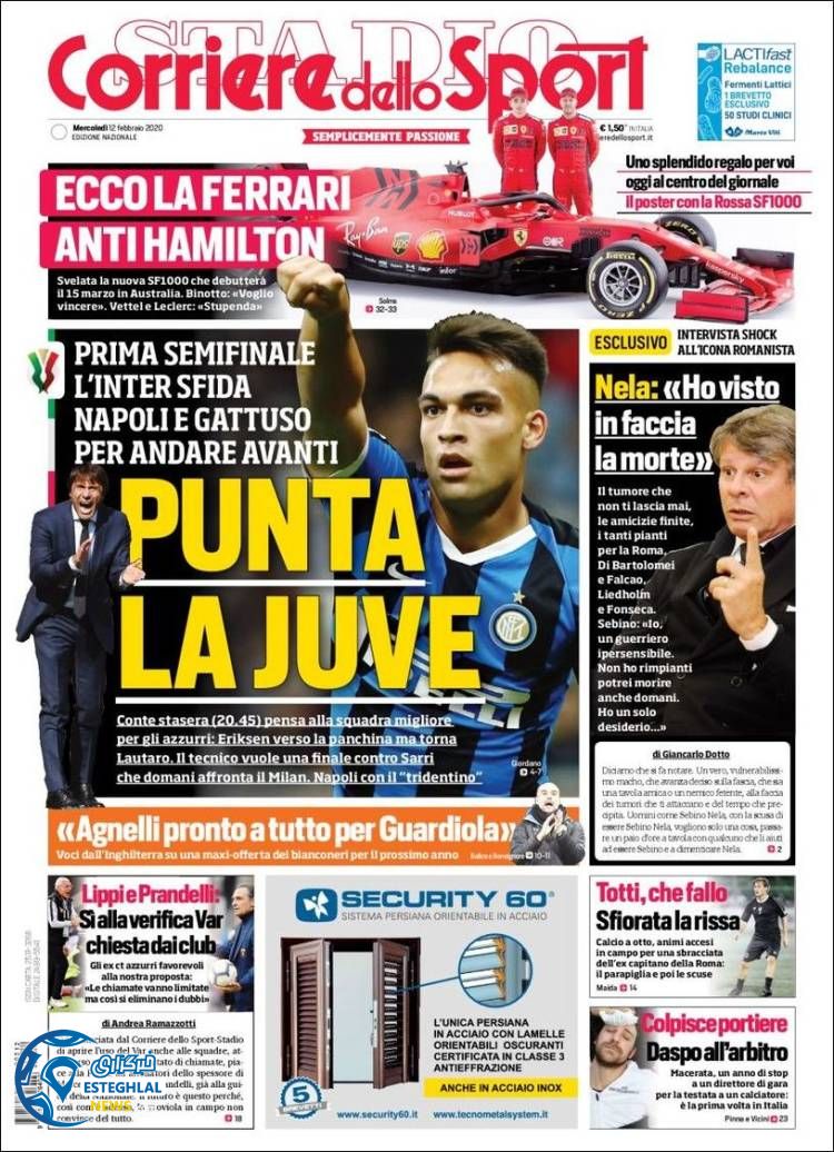 روزنامه ورزشی کوریره دلو اسپورت چهارشنبه 23 بهمن 1398