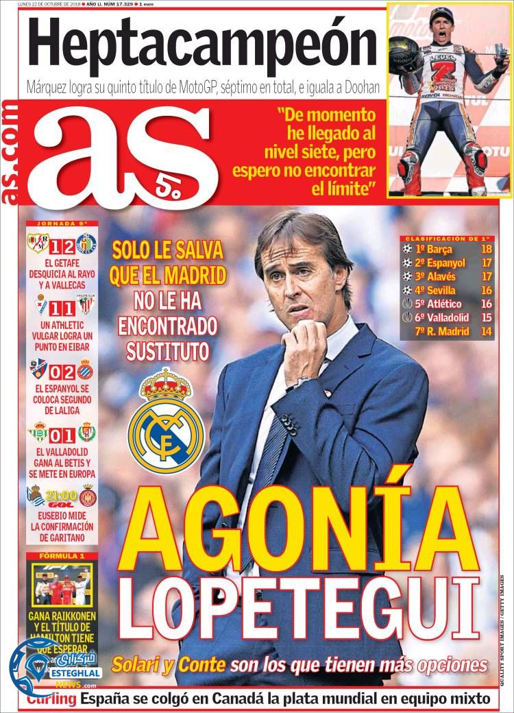 روزنامه ورزشی آ اس دوشنبه 30 مهر 1397 