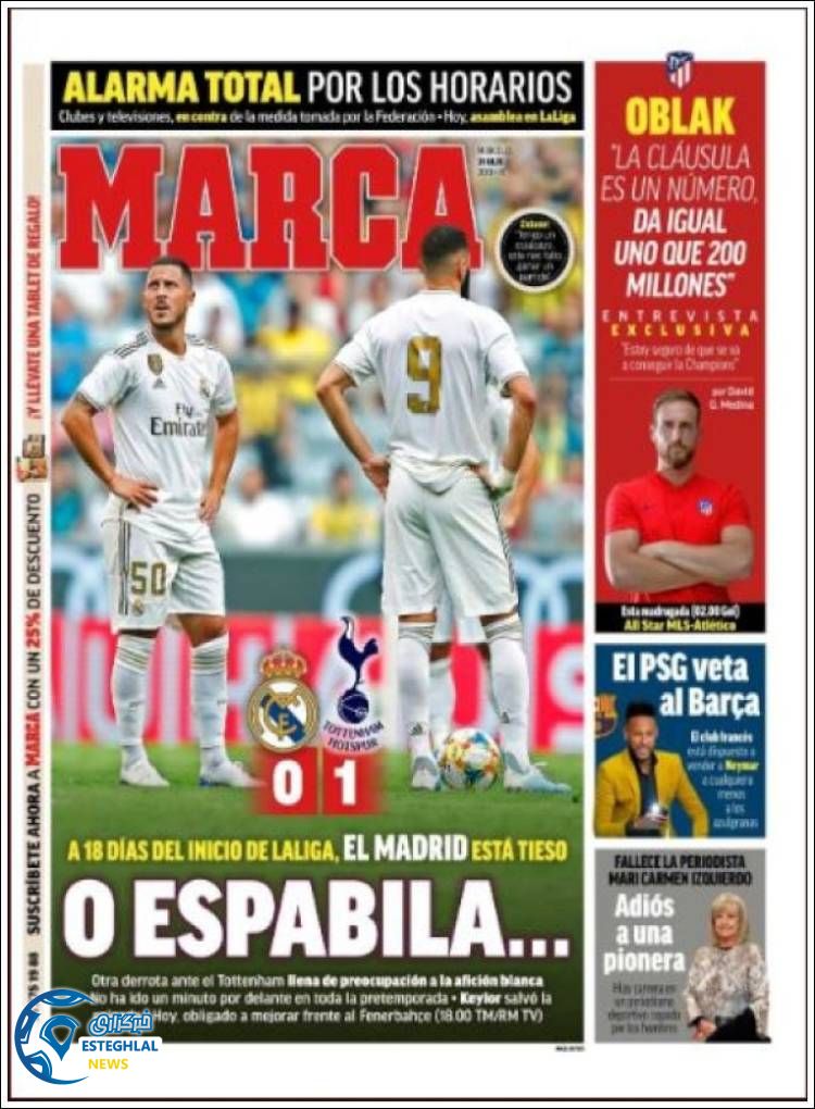 روزنامه ورزشی مارکا چهارشنبه 9 مرداد 1398