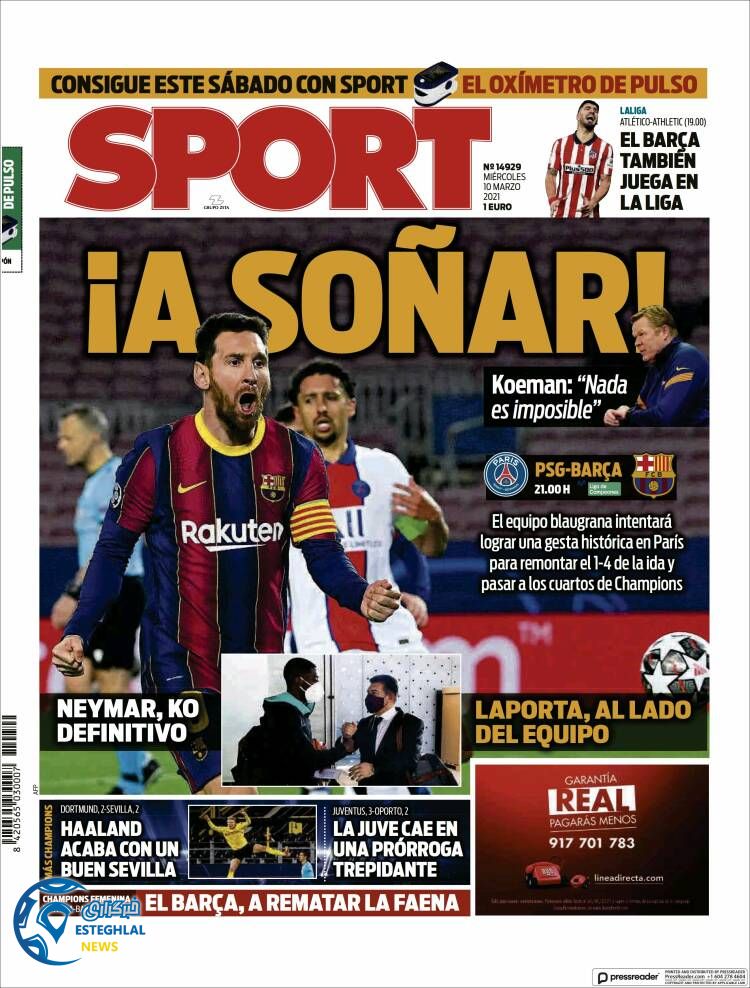 روزنامه ورزشی اسپورت چهارشنبه 20 اسفند 1399