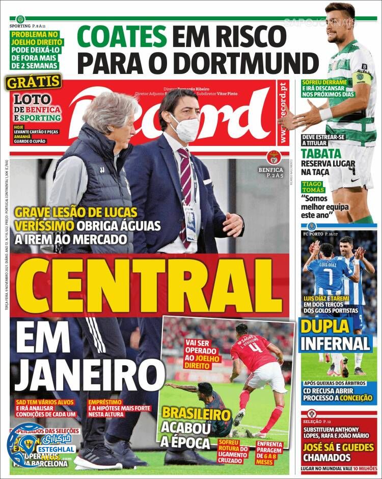 روزنامه ورزشی رکورد سه شنبه 18 آبان 1400