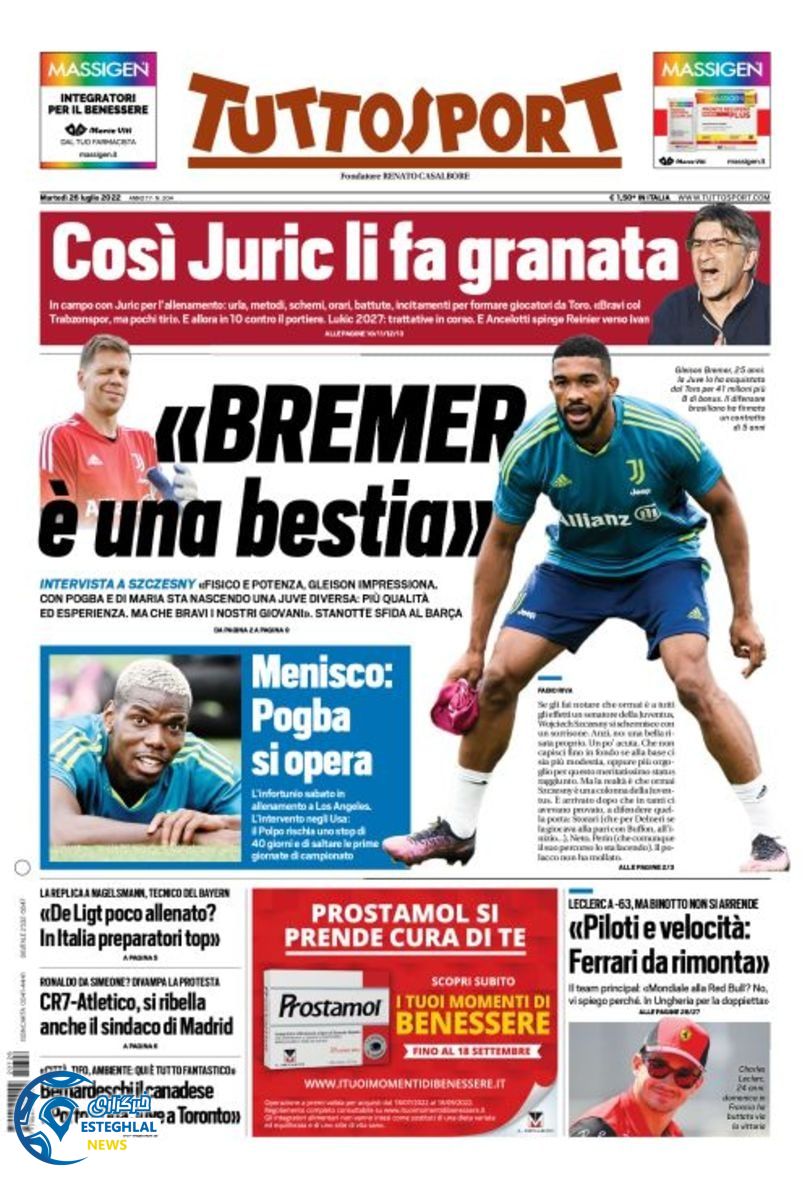 روزنامه ورزشی توتو اسپورت سه شنبه 4 مرداد 1401