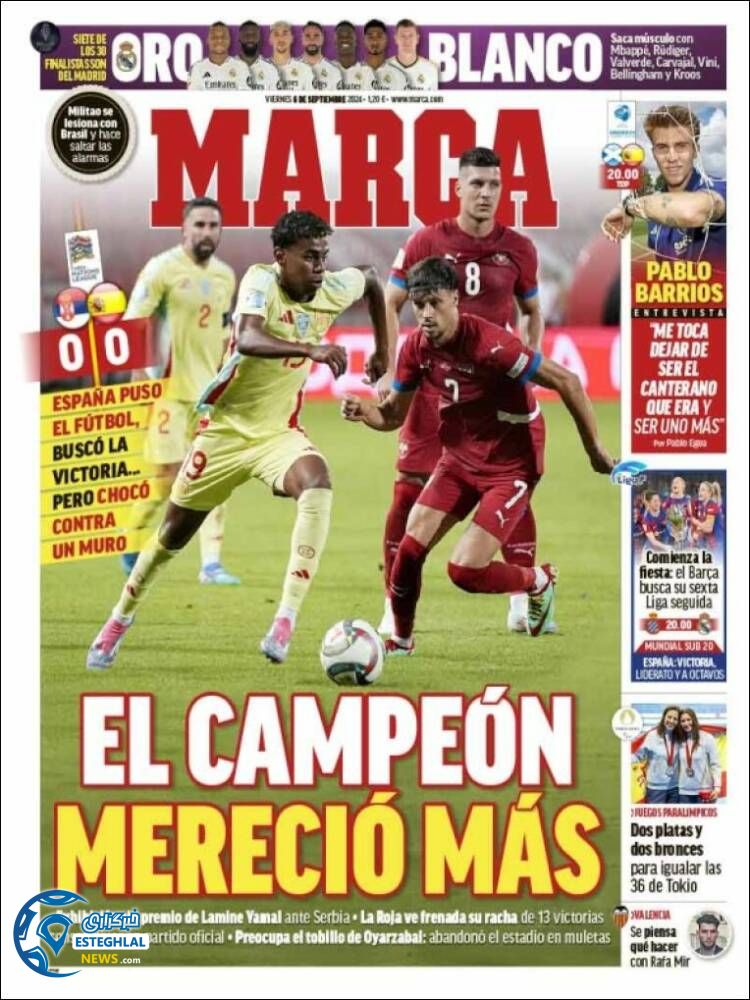 روزنامه ورزشی مارکا جمعه 16 شهریور 1403 