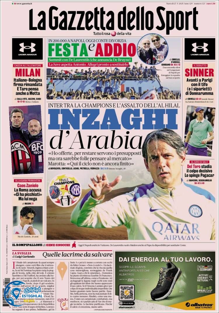 روزنامه ورزشی گاتزتا دلو اسپورت سه شنبه 6 خرداد 1404  