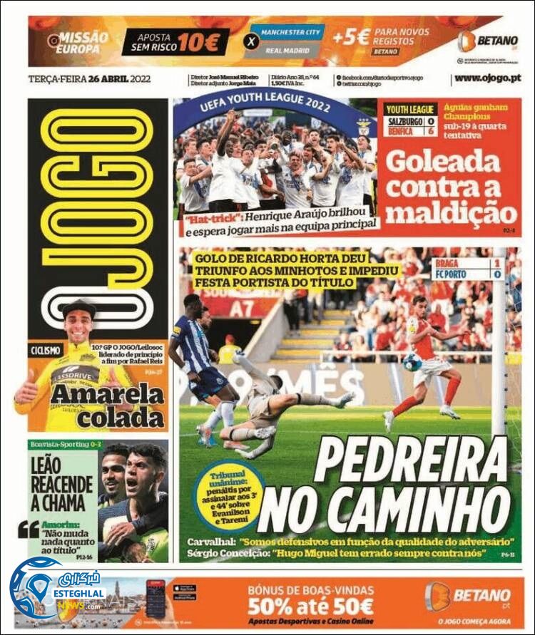 روزنامه ورزشی اوجوگو سه شنبه 6 اردیبهشت 1401