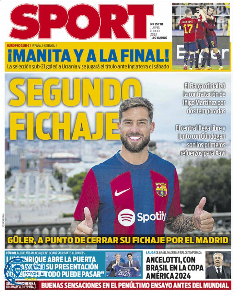 روزنامه ورزشی اسپورت پنجشنبه 15 تیر 1402 