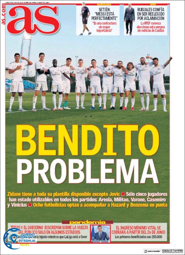 روزنامه ورزشی آاس دوشنبه 19 خرداد 1399