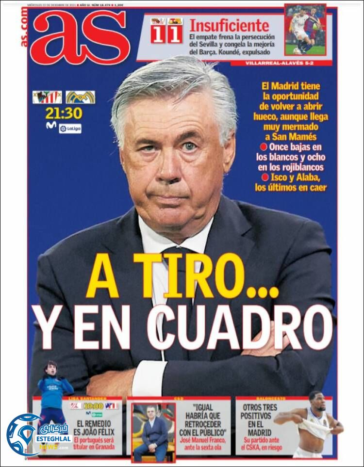 روزنامه ورزشی آ اس چهارشنبه 1 دی 1400