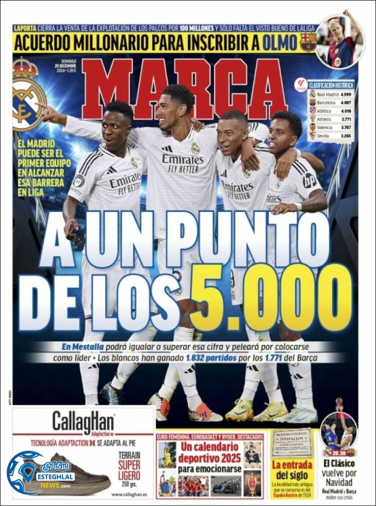 روزنامه ورزشی مارکا یکشنبه 9 دی 1403 