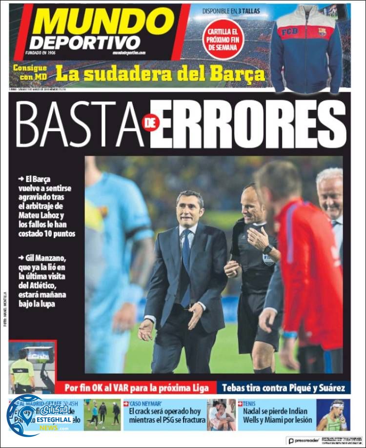 روزنامه ورزشی موندو دپورتیوو شنبه 12 اسفند 1396