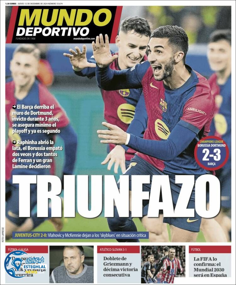 روزنامه ورزشی موندو دپورتیوو پنجشنبه 22 آذر 1403 