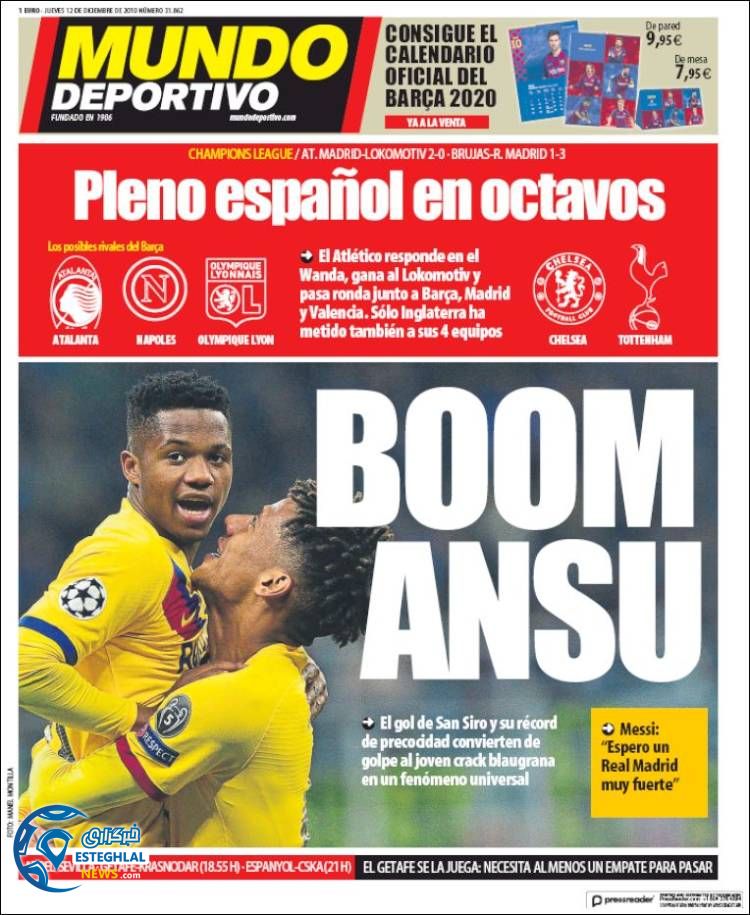 روزنامه ورزشی موندو دپورتیوو پنجشنبه 21 آذر 1398