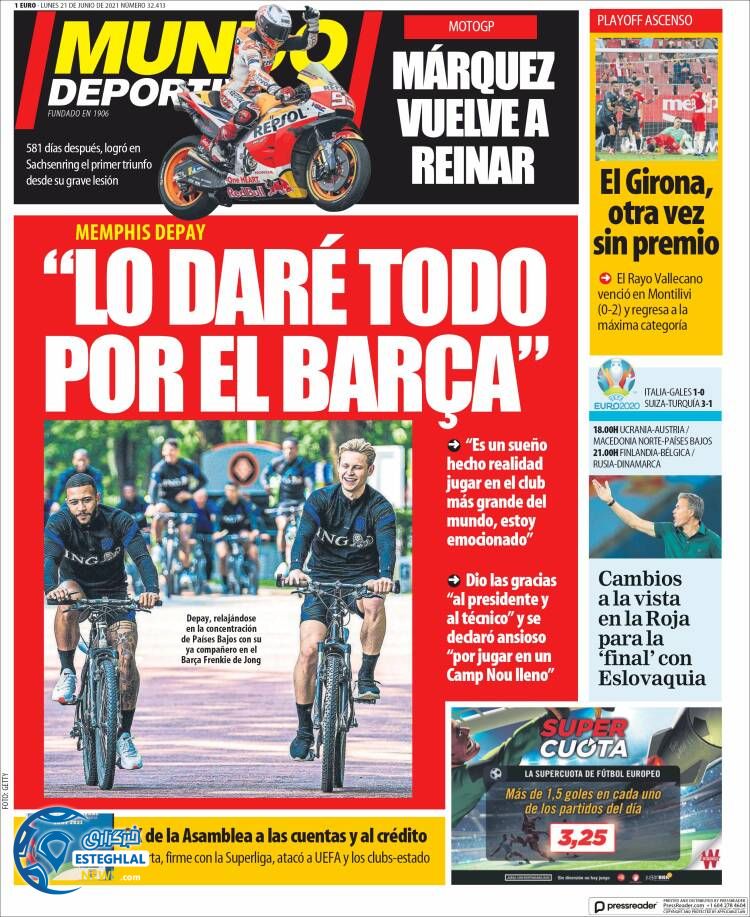 روزنامه ورزشی موندو دپورتیوو دوشنبه 31 خرداد 1400