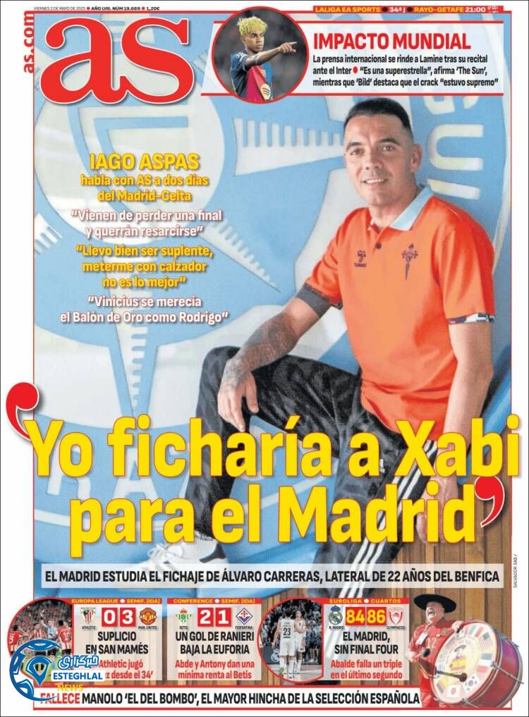 روزنامه  ورزشی آ اس جمعه 11 اردیبهشت 1404 